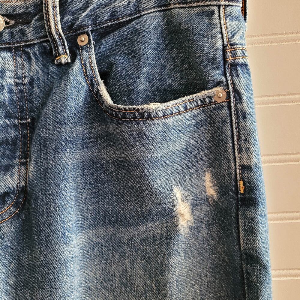 Everlane Jeans Size 27 Blue O-S Boyfriend Ripped Distressed Button Fly - Picture 6 of 14